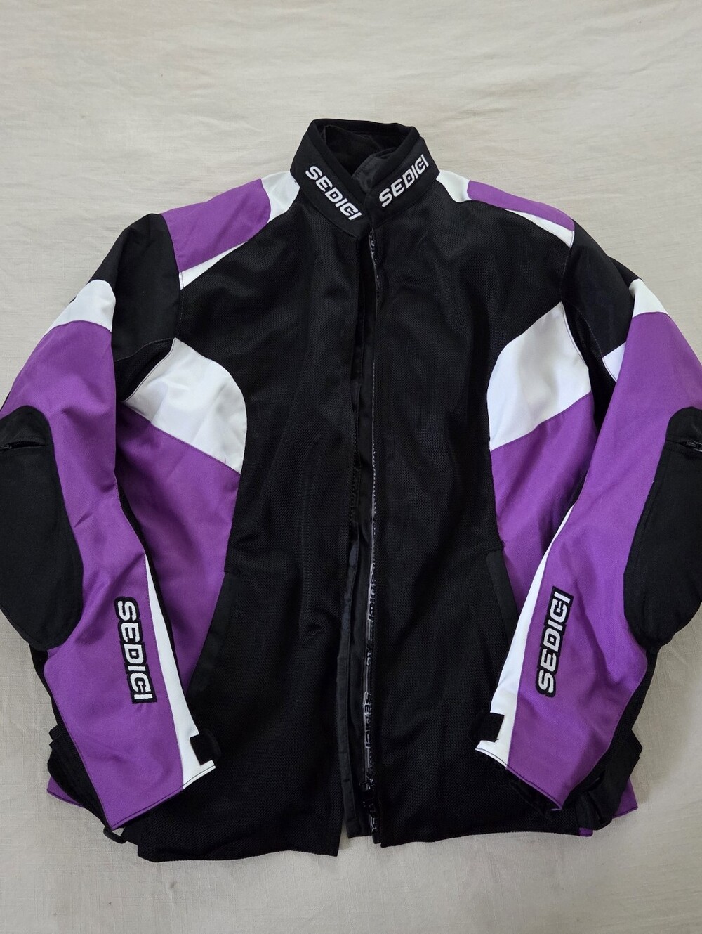 Sedici Black & Purple Motorcycle Jacket Womens XL Padded Protective Motorcross